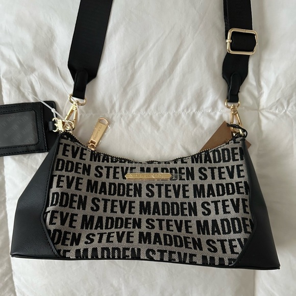 NWT Steve Madden Bbllie Crossbody Bag Black Gray - Picture 3 of 11